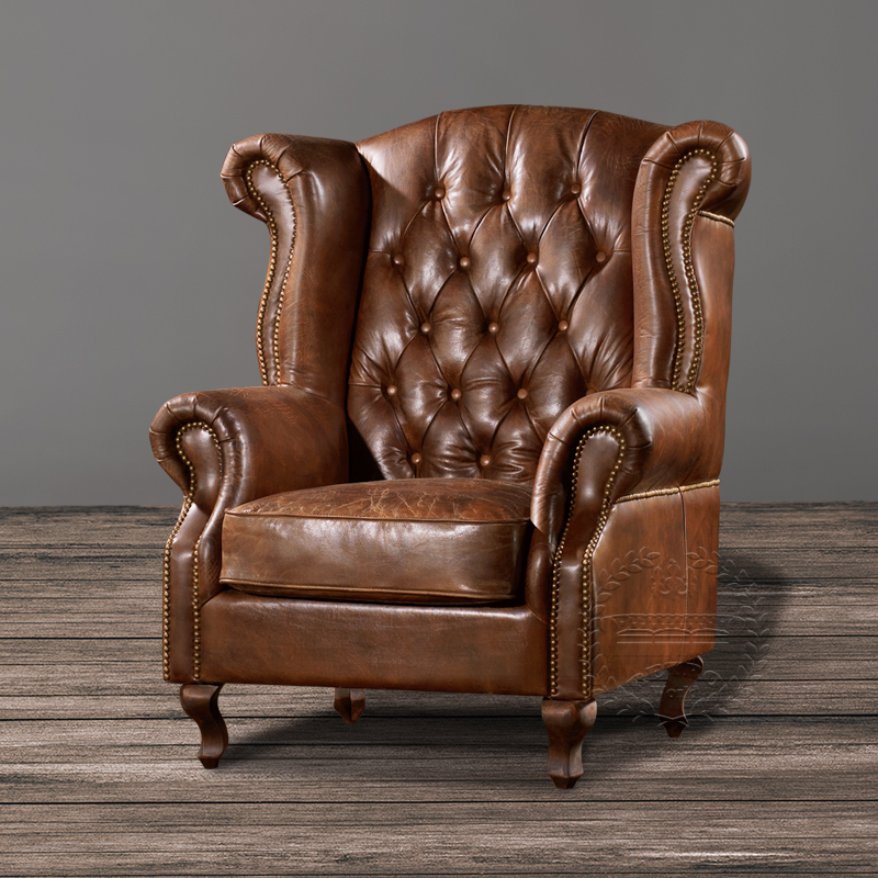 Leather Wing Armchair,Leather Wing Back Armchair,Retro Armchair