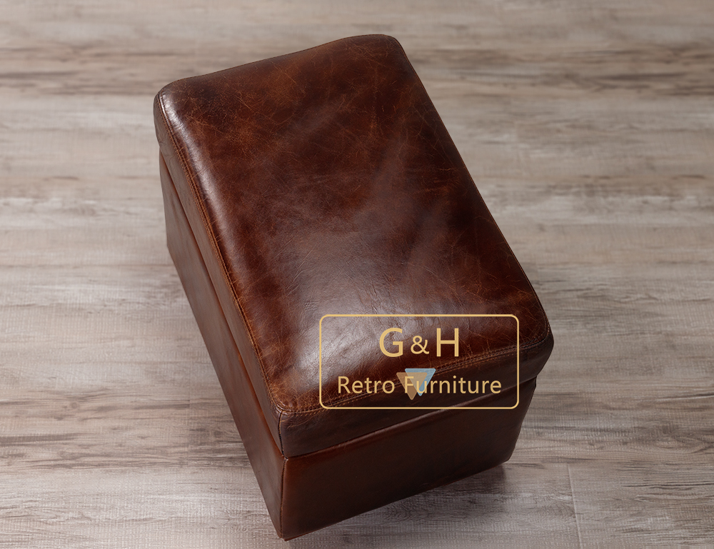 Vintage leather ottoman
