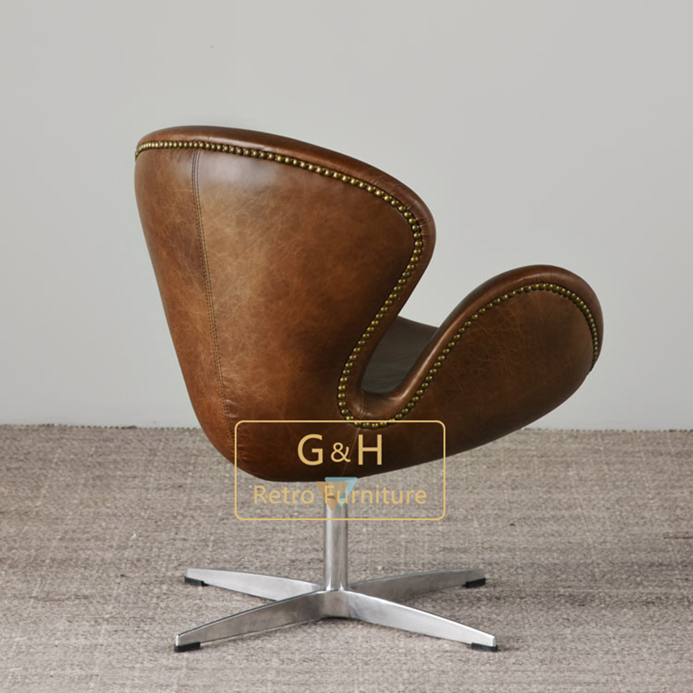 Retro Leather Swan Chair