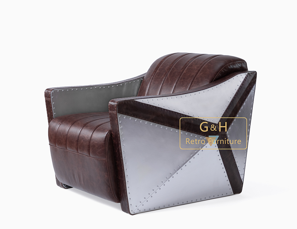 Retro Leather and Aluminium Armchairs
