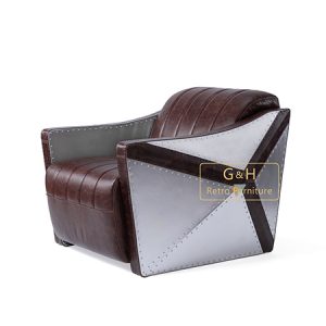 Retro Leather and Aluminium Armchairs
