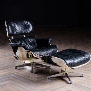Vintage Fur Leather Swivel Chair