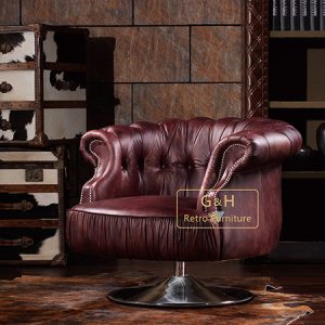 Retro Leather Swivel Chair