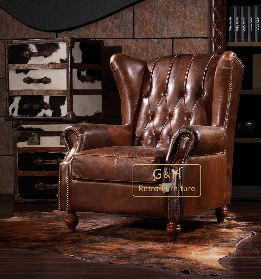 Vintage Leather Wing Chair