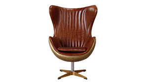 Vintage Leather Brassy Egg Chair