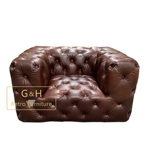 Vintage Leather Button Sofa