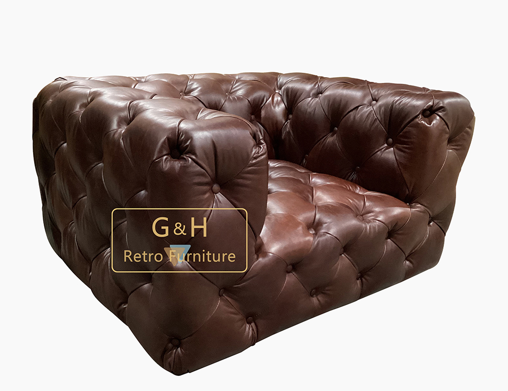 Vintage Leather Button Sofa