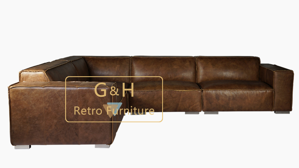 Retro Leather Sofa Set