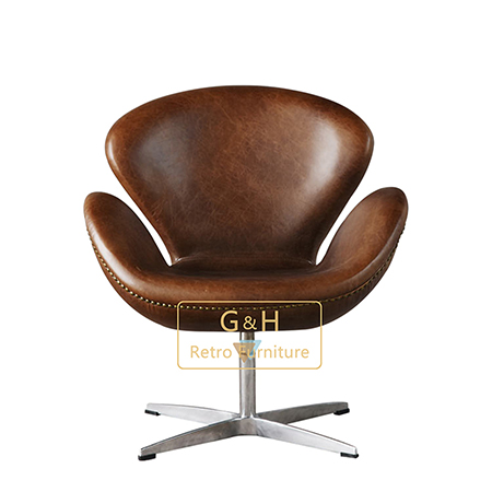 Retro Leather Swan Chair