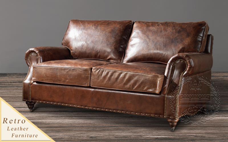 Distressed Tan Leather Sofa Vintage, Retro Tan Leather Sofa