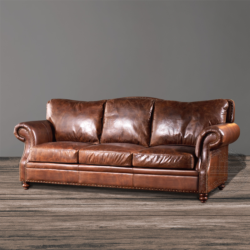 Vintage Leather Sofa Tan, Shabby Chic Leather Sofa
