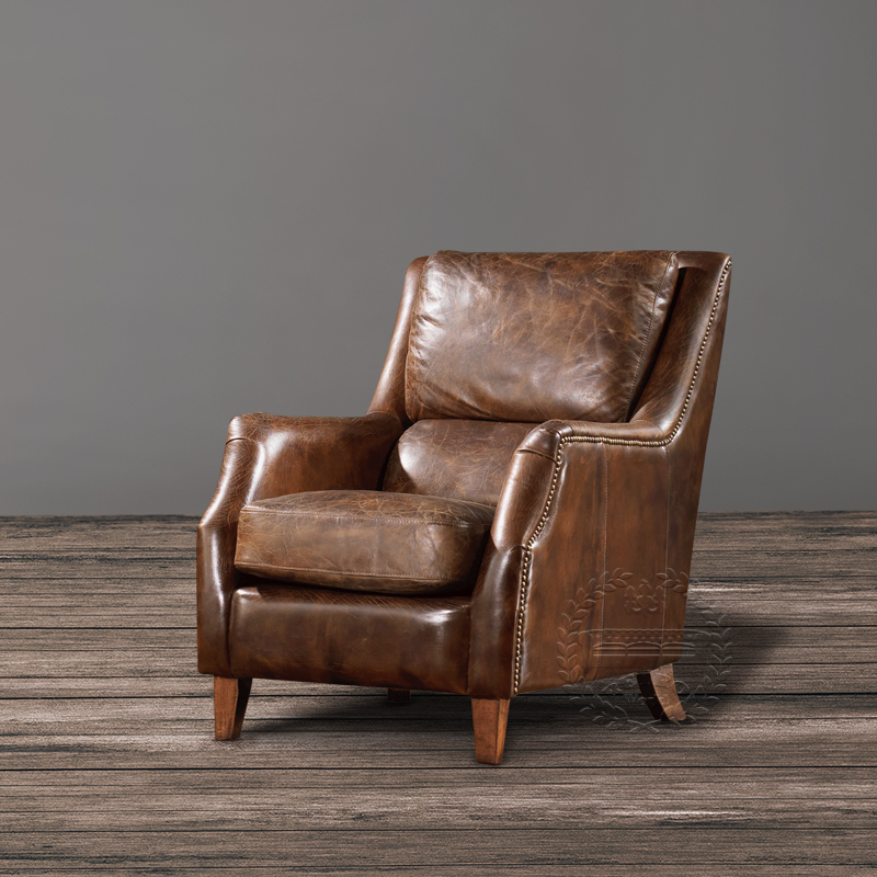 Brown Leather Armchair,Retro Leather Armchair,Retro Armchair