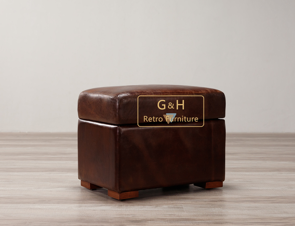 Vintage leather ottoman