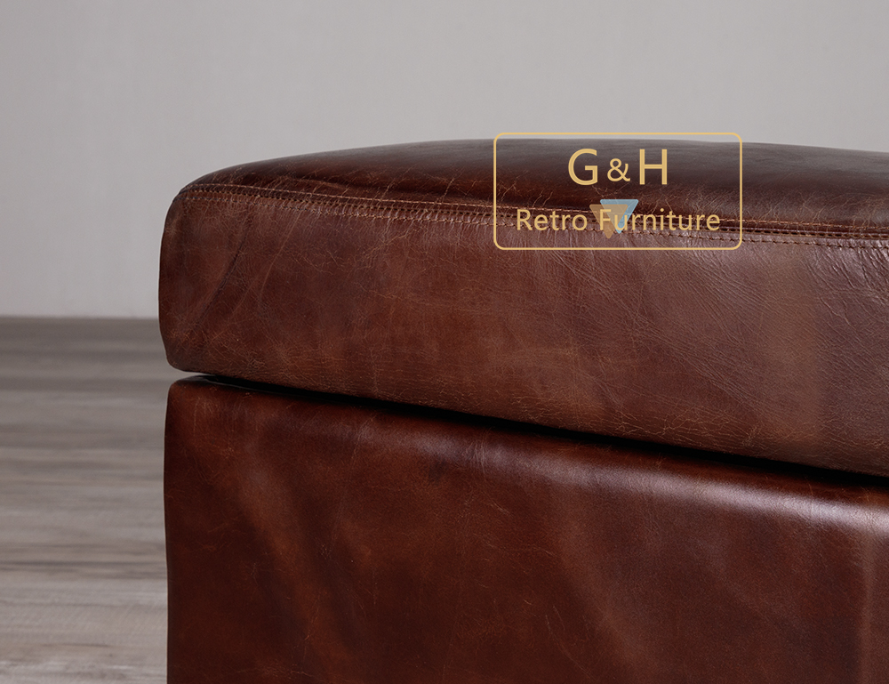 Vintage leather ottoman