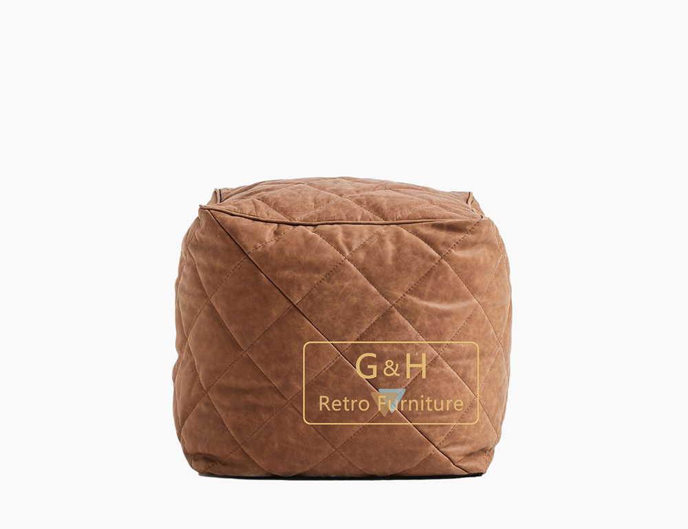 Vintage leather ottoman