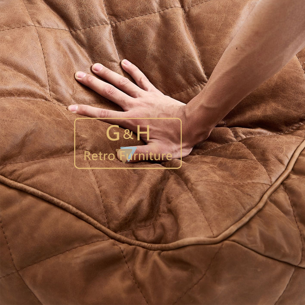 Vintage leather ottoman