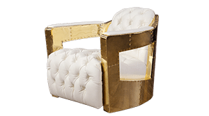 Golden Retro Leather Aviator Chair