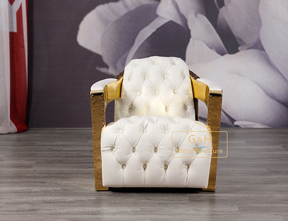 Golden Retro Leather Aviator Chair