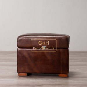 Vintage leather ottoman