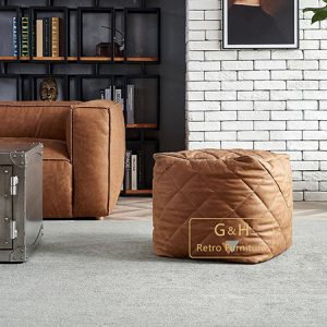 Vintage leather ottoman