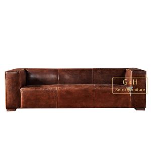 Vintage Leather and Aluminum Sofa