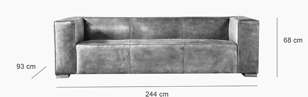 Vintage Leather and Aluminum Sofa