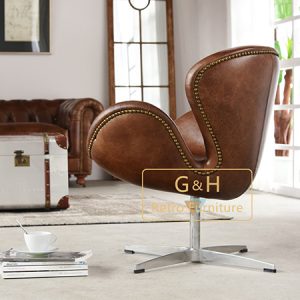 Retro Leather Swan Chair
