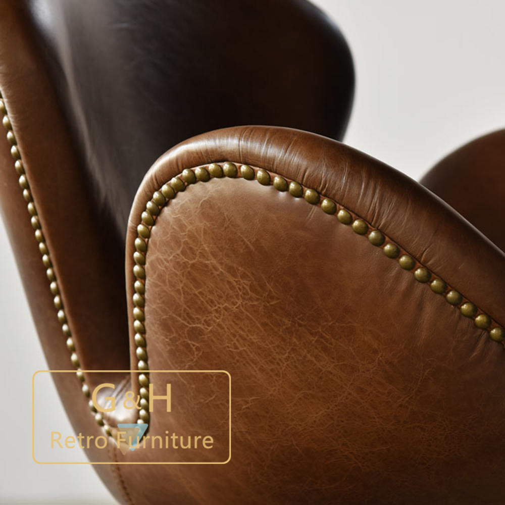 Retro Leather Swan Chair