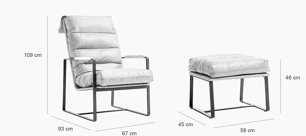Retro Leather Chair with Ottoman