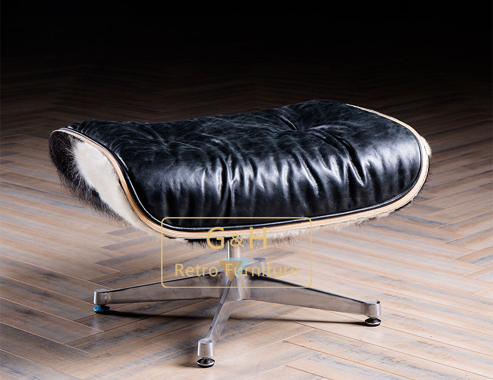 Vintage Fur Leather Swivel Chair