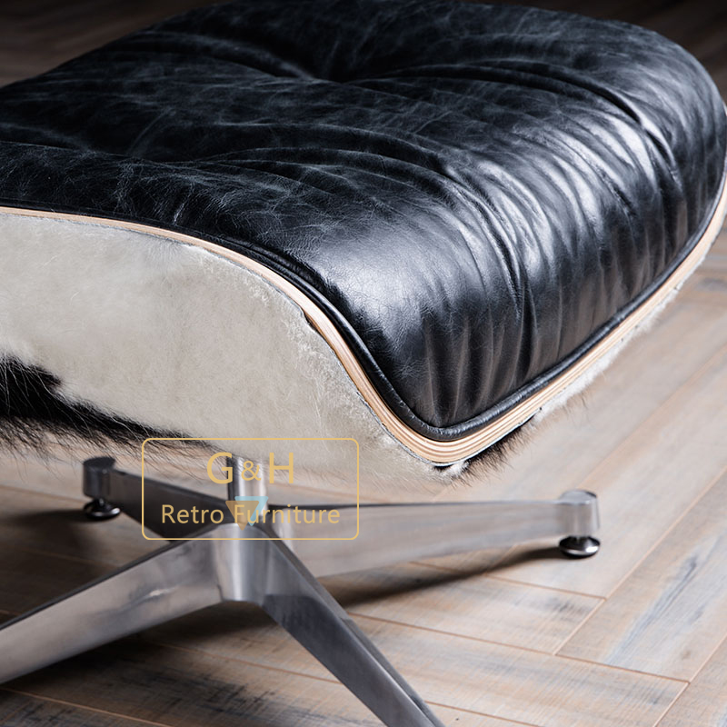 Vintage Fur Leather Swivel Chair