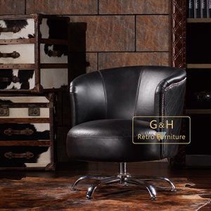 Retro Leather Swivel Chair