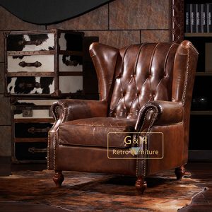 Vintage Leather Wing Chair