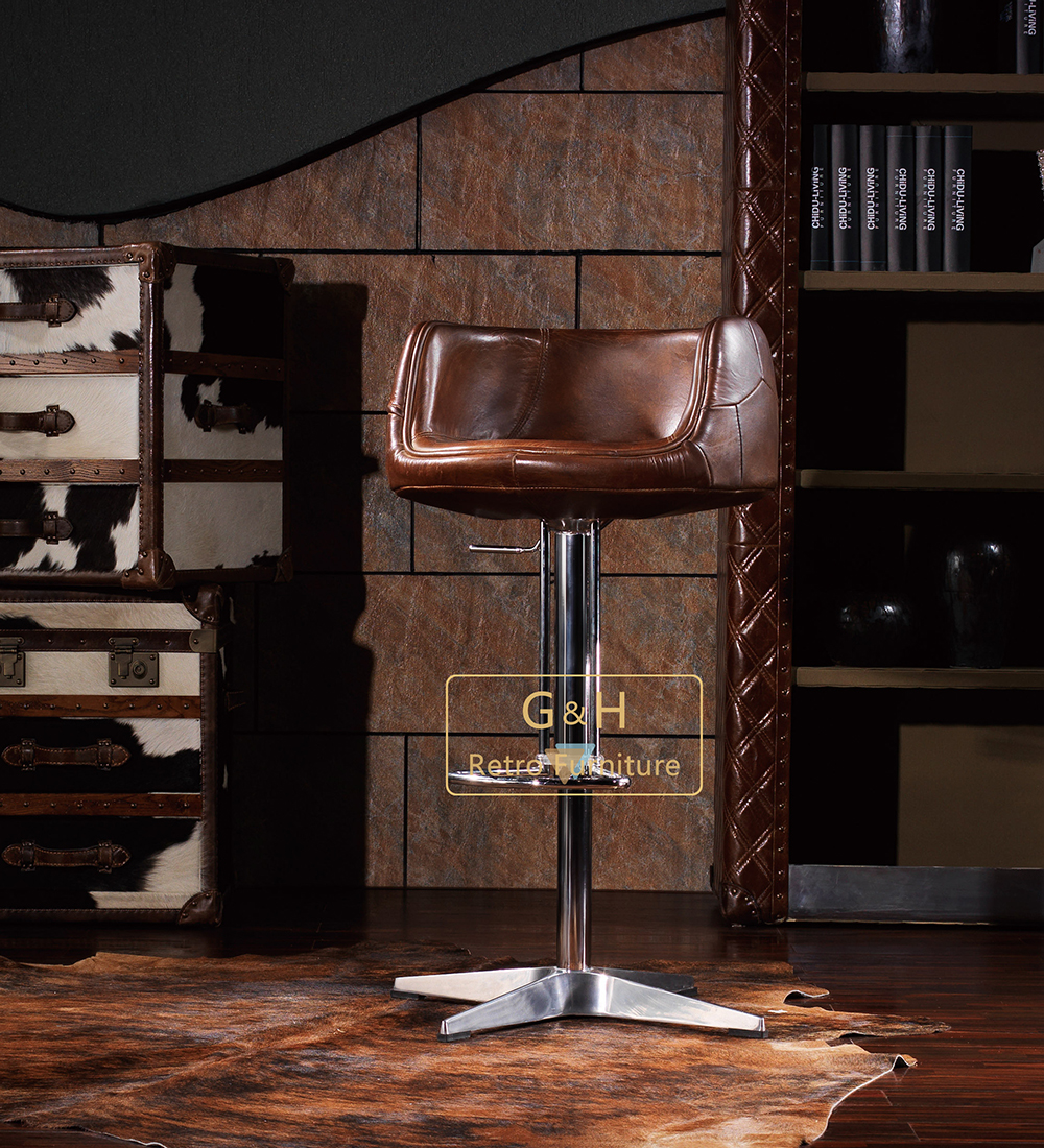 Vintage Leather Bar Stool