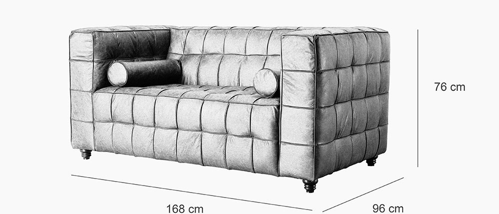 Retro Black Leather Sofa