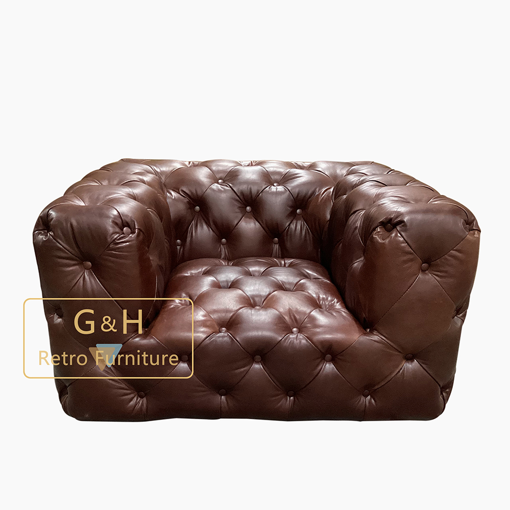 Vintage Leather Button Sofa