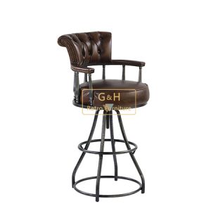 Vintage Industrial Leather Bar Stool