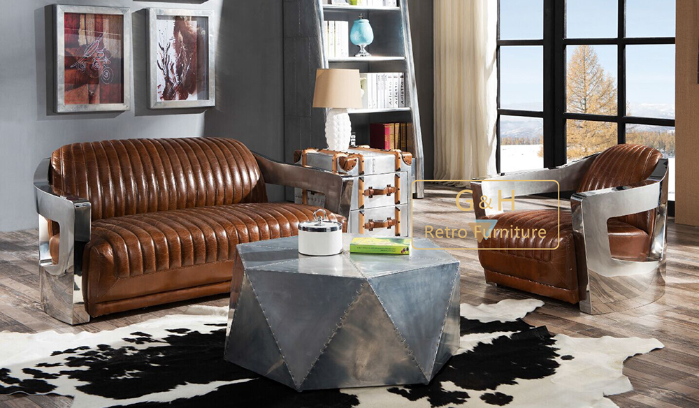Vintage Leather Aviation Sofa