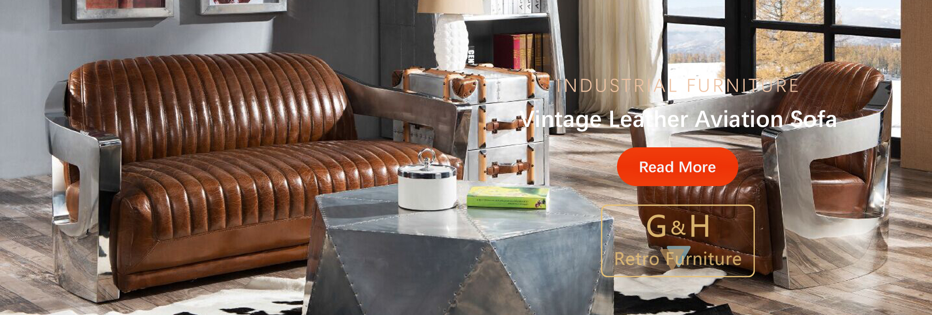 Vintage Leather Aviation Sofa